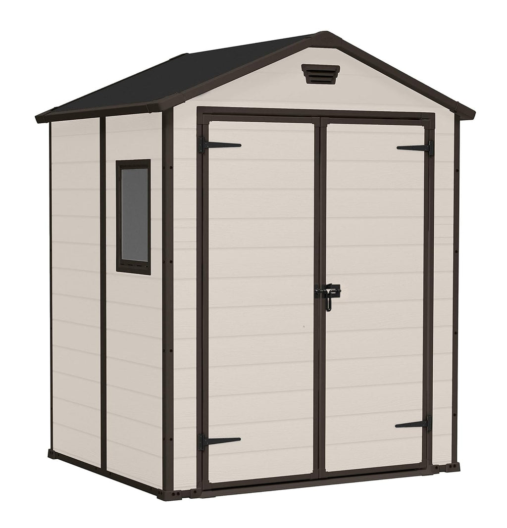 Garden Storage Shed 6 X 5 Ft Beige Resin Double Doors